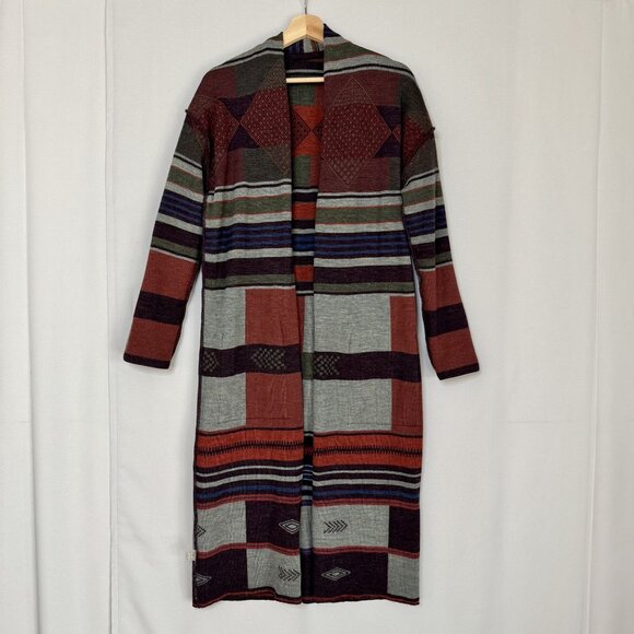 Peruvian Connection Salone Tribal Print Wool Alpaca Knit Coat Cardigan X-Small - Picture 8 of 11